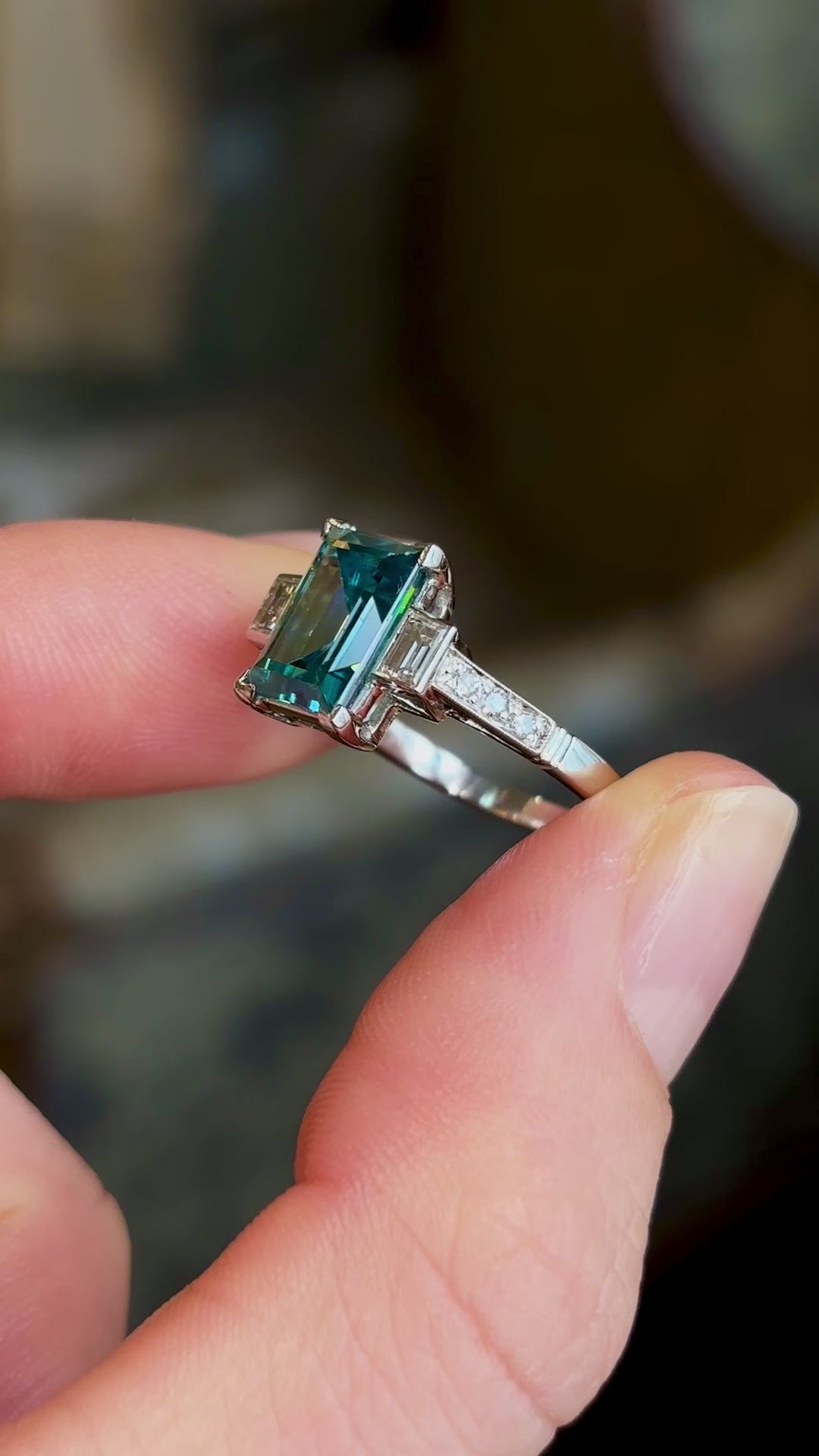 Vintage, Art Deco zircon & diamond ring