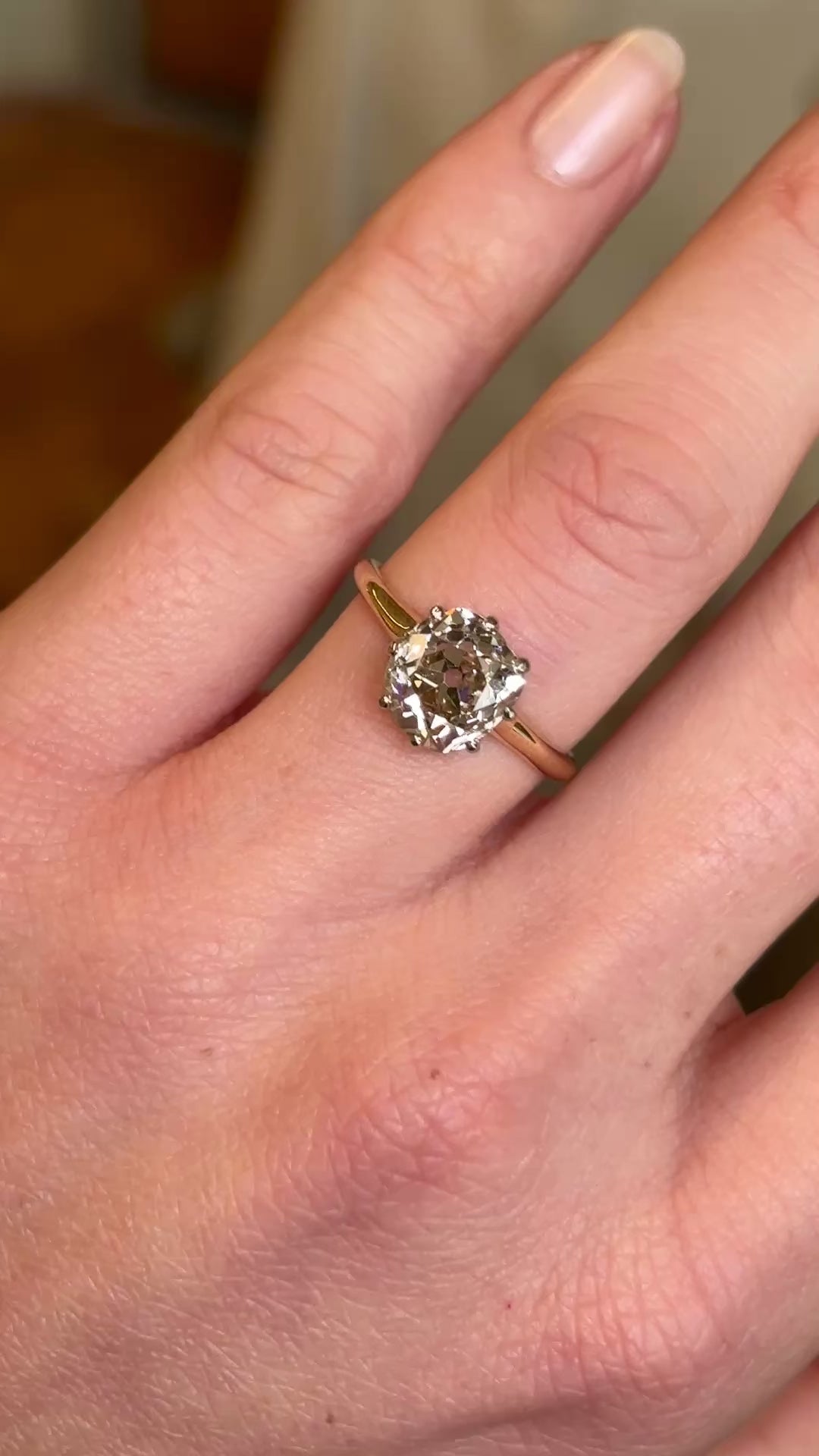 Antique, Edwardian tinted-brown old-cut diamond engagement ring