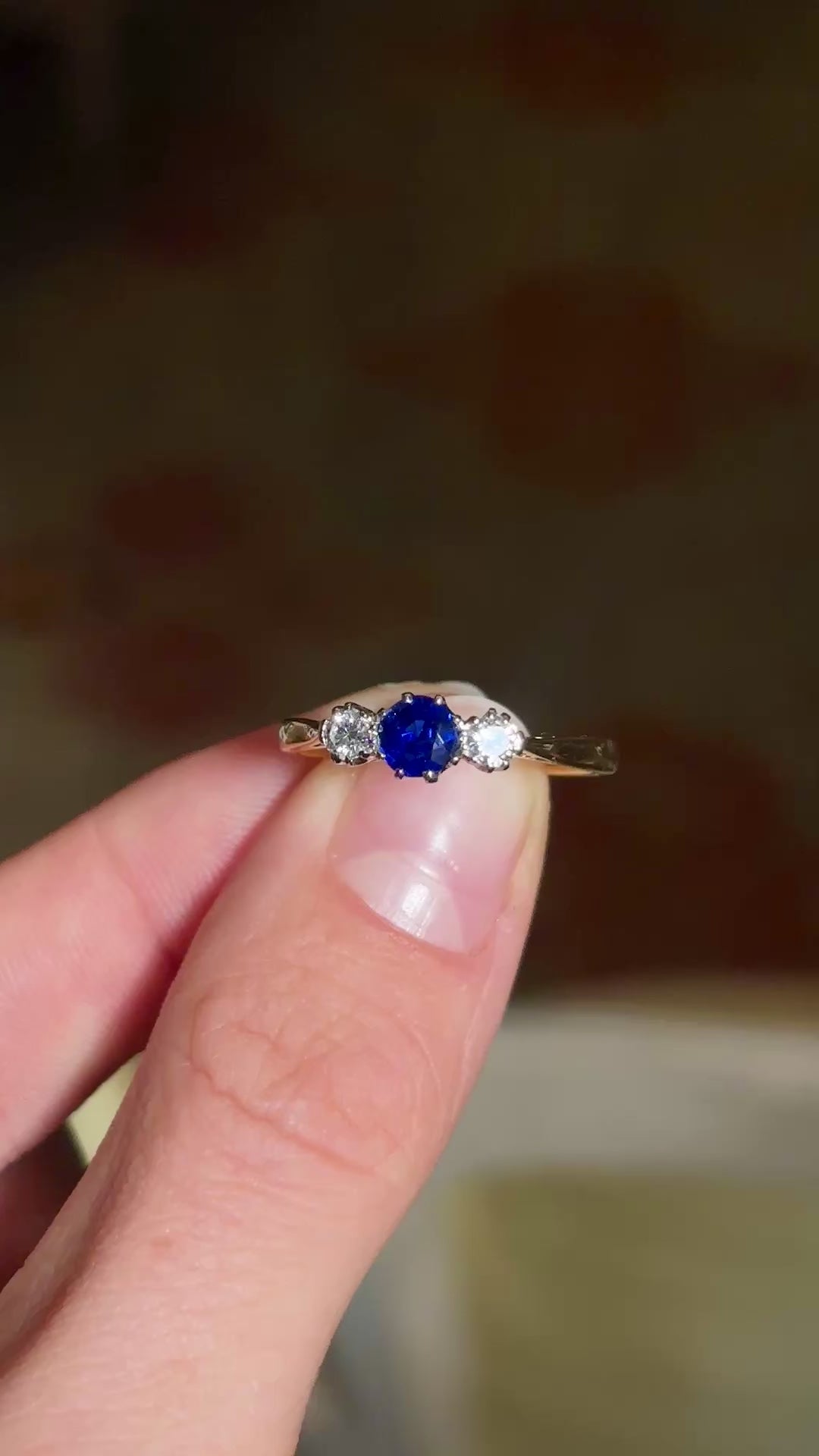 Vintage, Art Deco sapphire & diamond three-stone ring