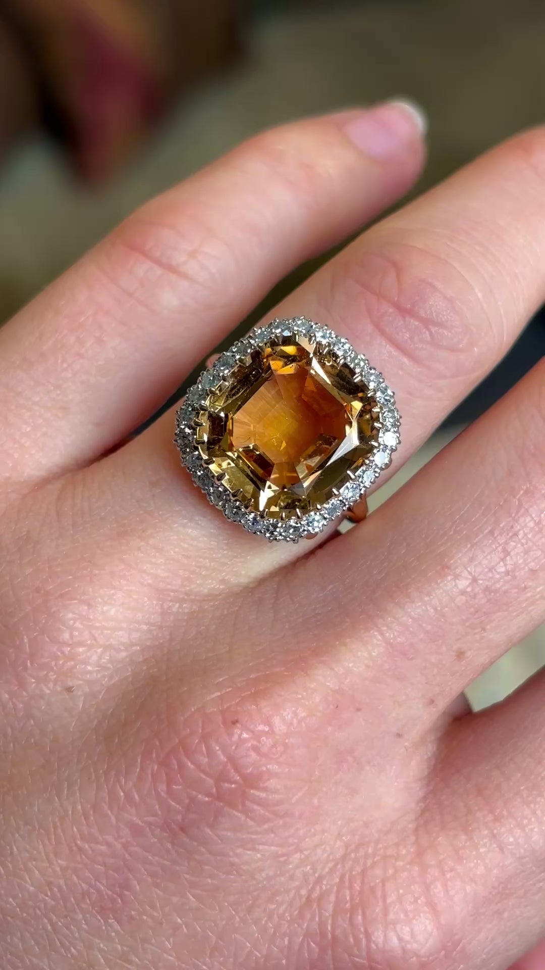 Antique, Edwardian topaz & diamond cluster ring
