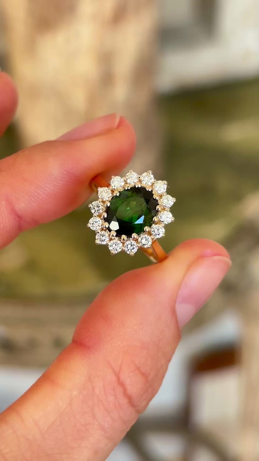 Vintage, 1970s tourmaline & diamond cluster ring