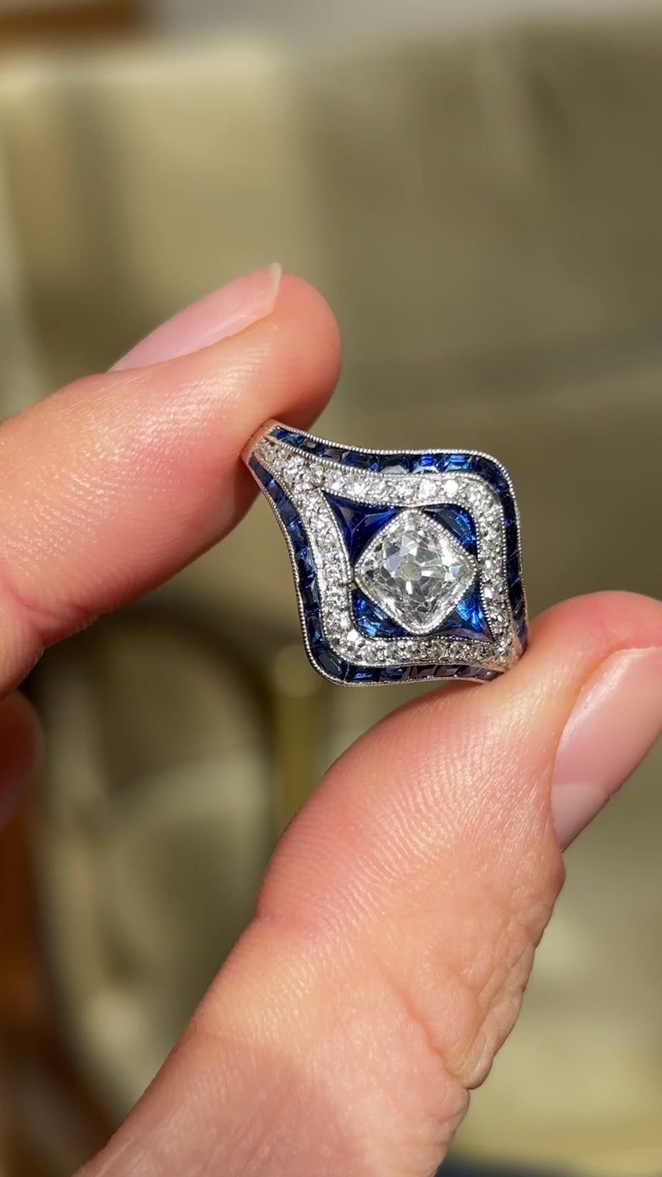 Vintage, Art Deco sapphire & diamond ring