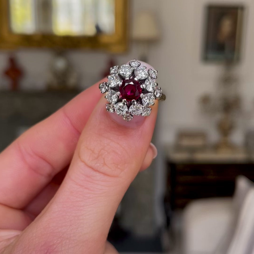Vintage ruby & diamond 1950s ring
