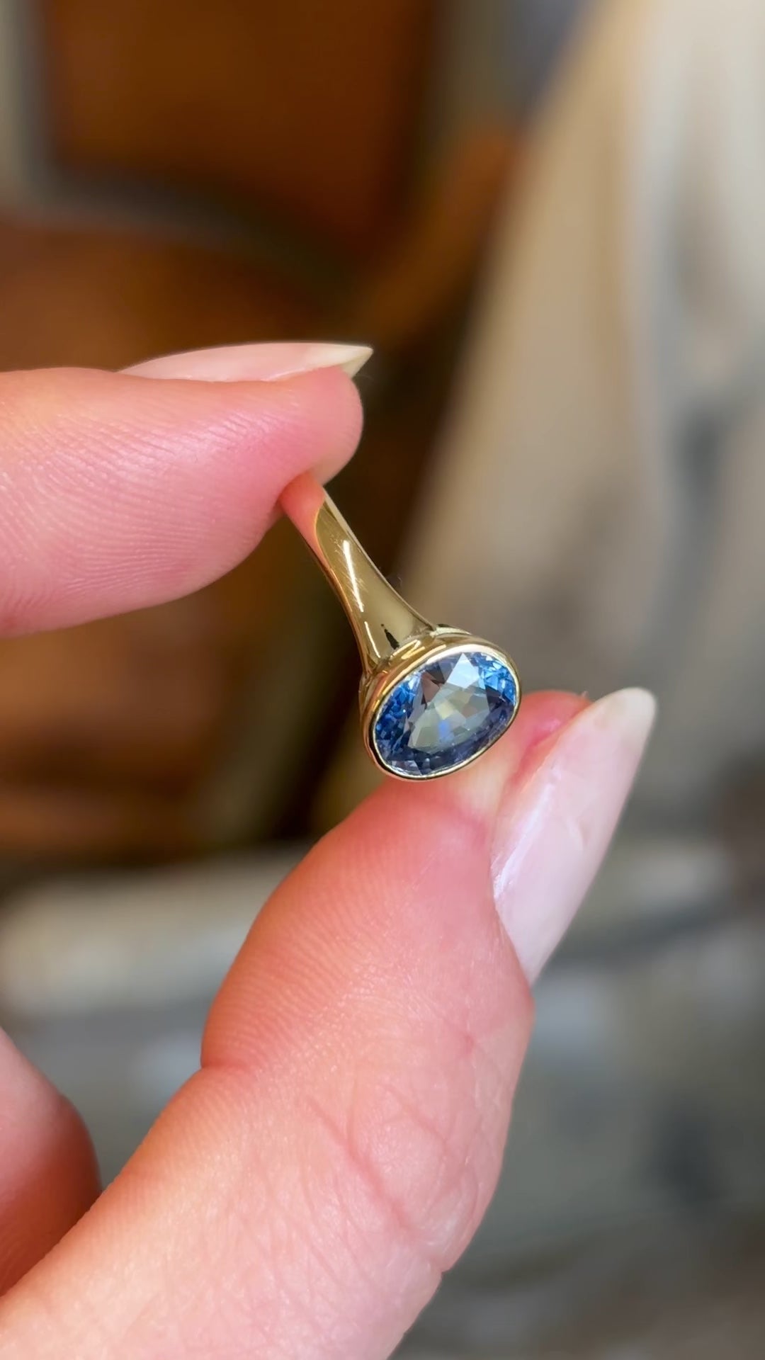 Vintage, oval-cut 2ct sapphire solitaire engagement ring