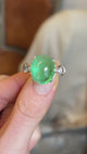 Vintage, 1980s 12ct cabochon emerald & diamond three-stone ring