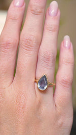 Antique-inspired, blue-grey colour change sapphire solitaire ring
