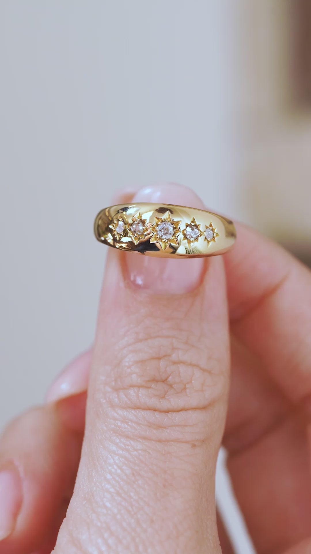 Antique, Edwardian diamond five-stone gypsy ring