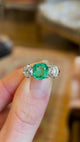 Vintage, 1950's emerald and diamond three-stone ring