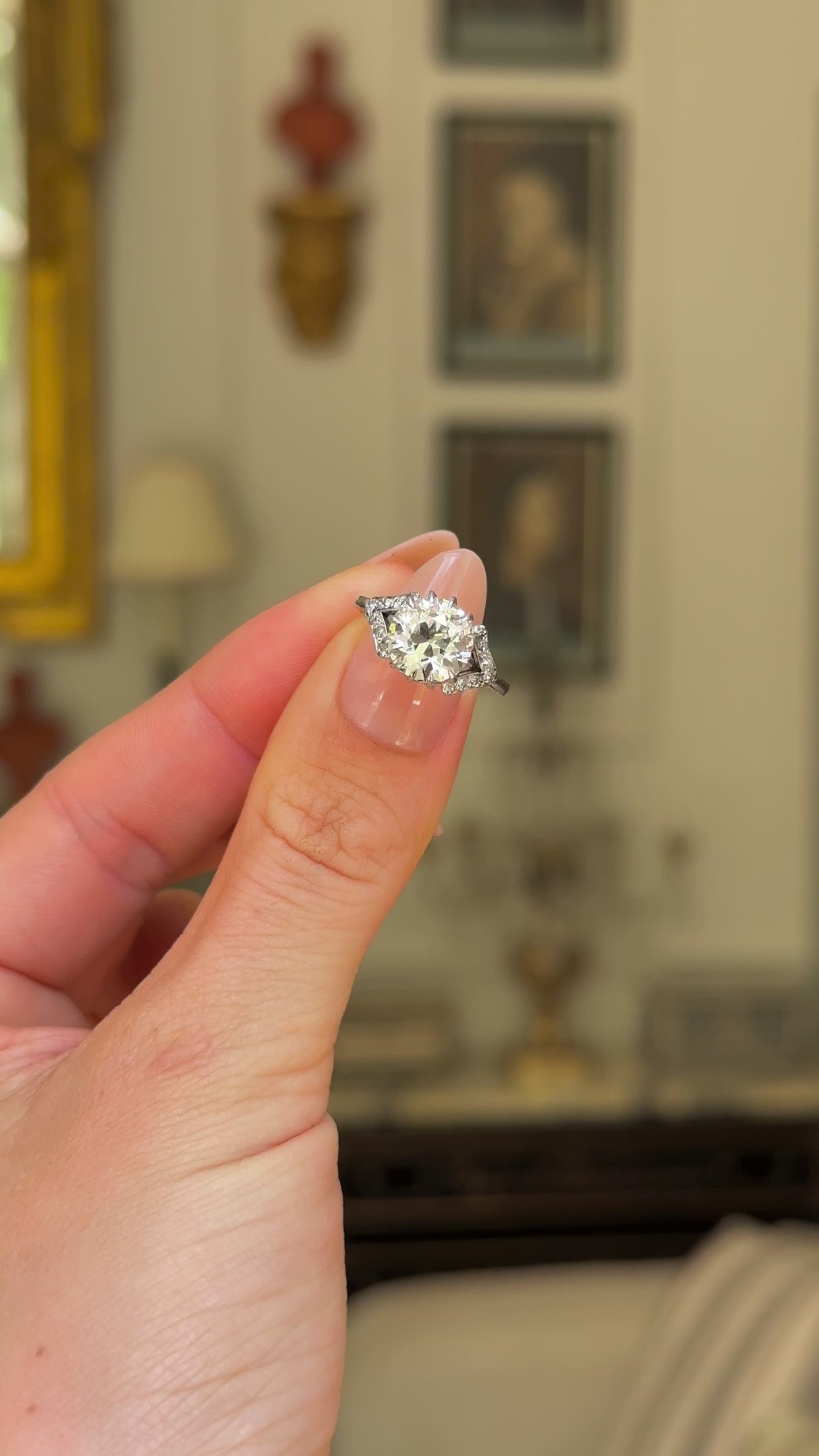 Antique, 2.2ct Round-Cut Diamond Solitaire Engagement Ring, Platinum