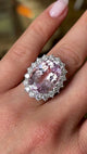 Vintage, 1980s kunzite & diamond cluster ring