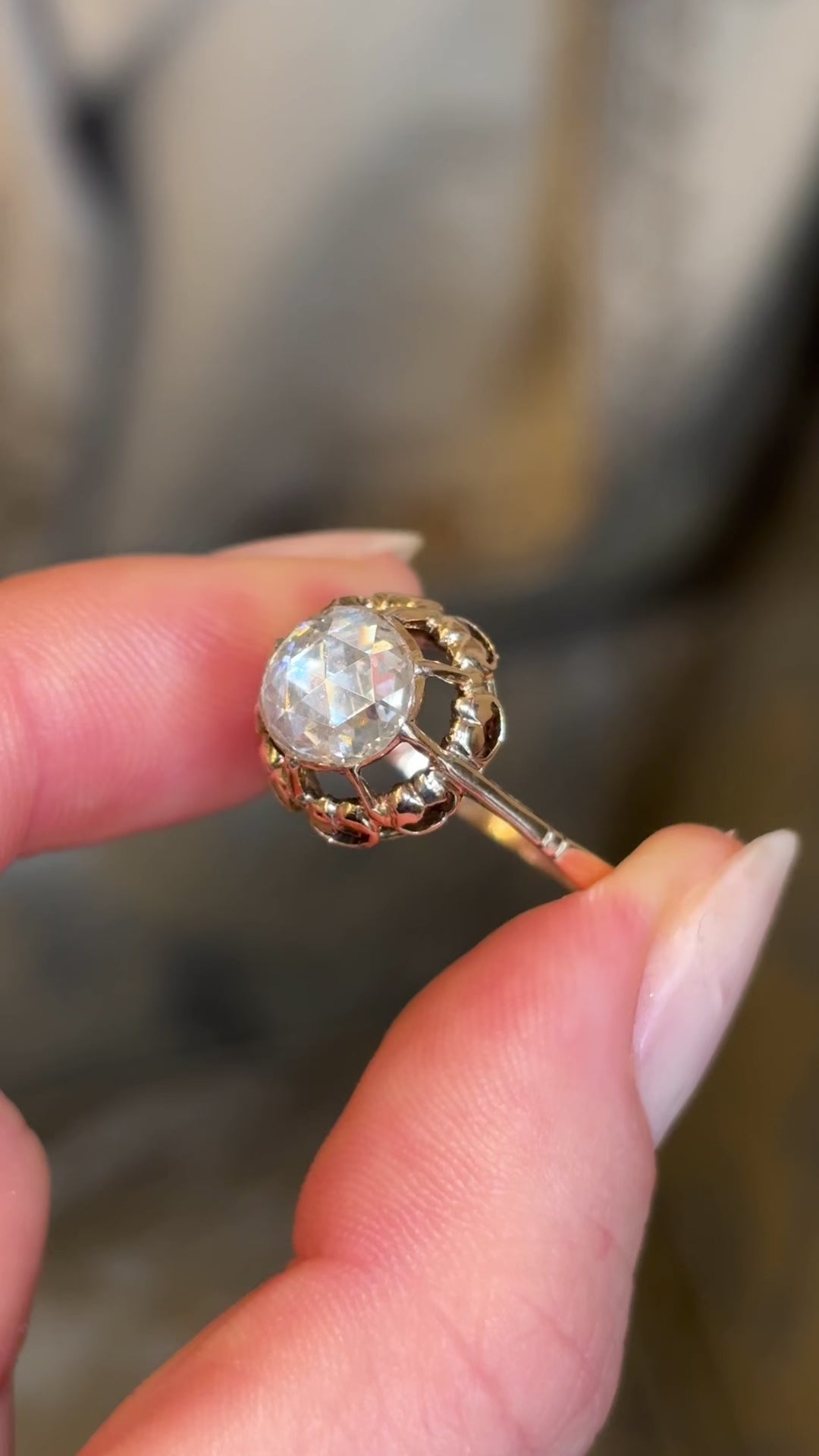 Antique, 19th century, Ottoman Empire rose-cut diamond solitaire ring