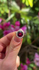 Antique, Victorian Garnet and Diamond Cluster Ring, 15ct yellow gold held in fingers