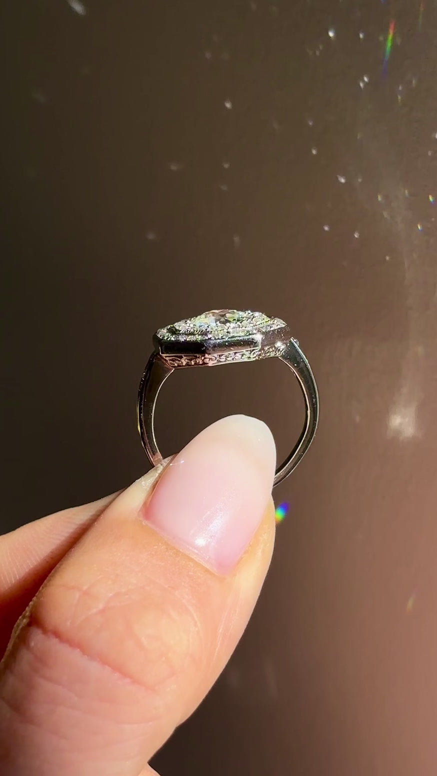 Vintage, Art Deco hexagonal diamond cluster ring
