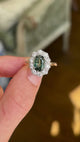 Vintage, 1940s green sapphire & diamond cluster ring