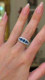 Antique, Edwardian blue sapphire & diamond five-stone ring