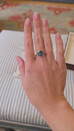 Antique-inspired, Caribbean blue-green sapphire solitaire ring