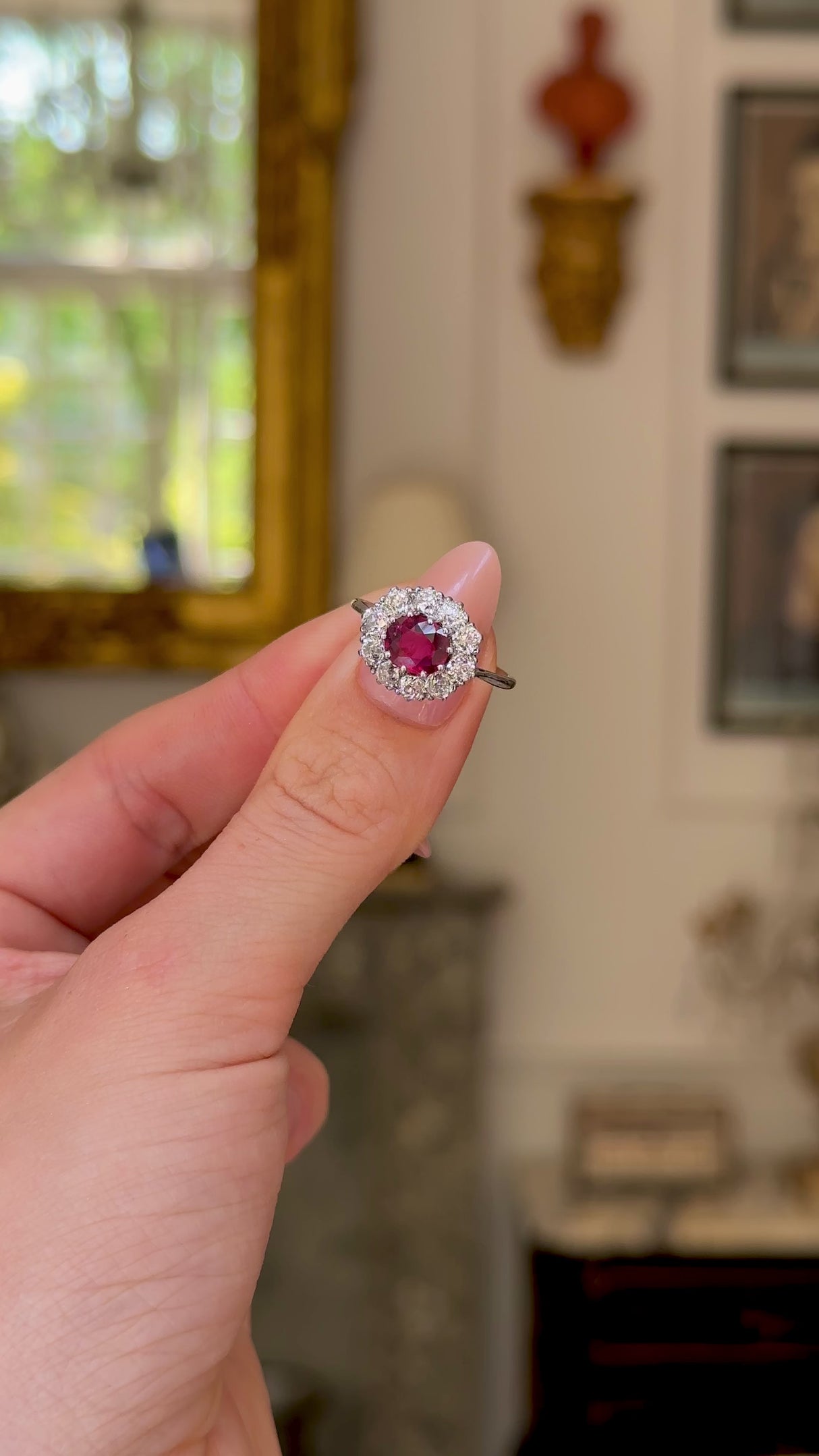 Art Deco, ruby & diamond cluster ring