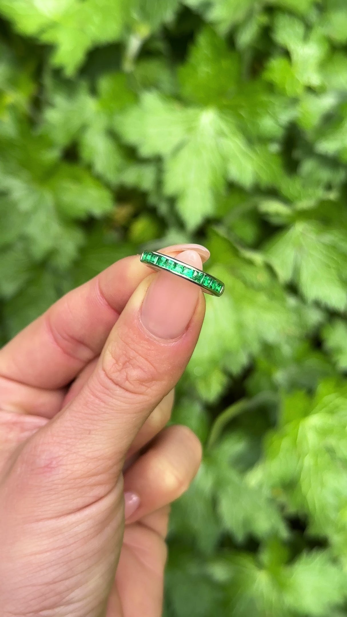 Vintage, Tiffany & Co. Emerald Half Eternity Ring, Platinum