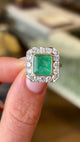 Vintage, 1980s emerald & diamond cluster panel ring