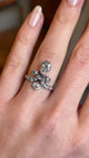 Antique, Edwardian pear cut diamond motif engagement ring
