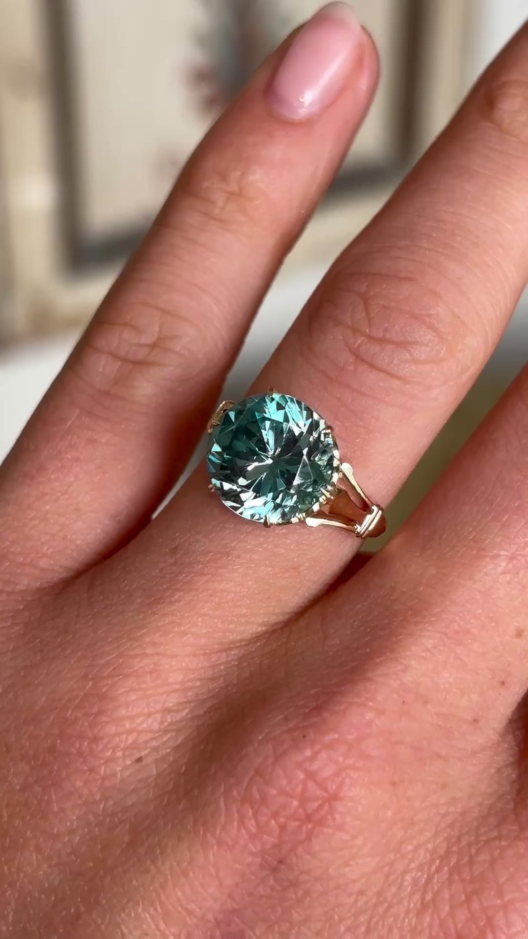 Antique, blue zircon single-stone ring, circa 1905