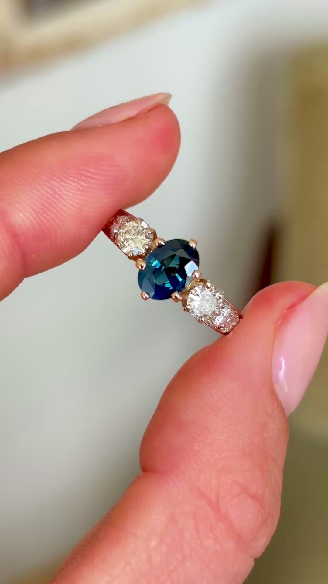 Vintage, 1990s sapphire & diamond cluster ring