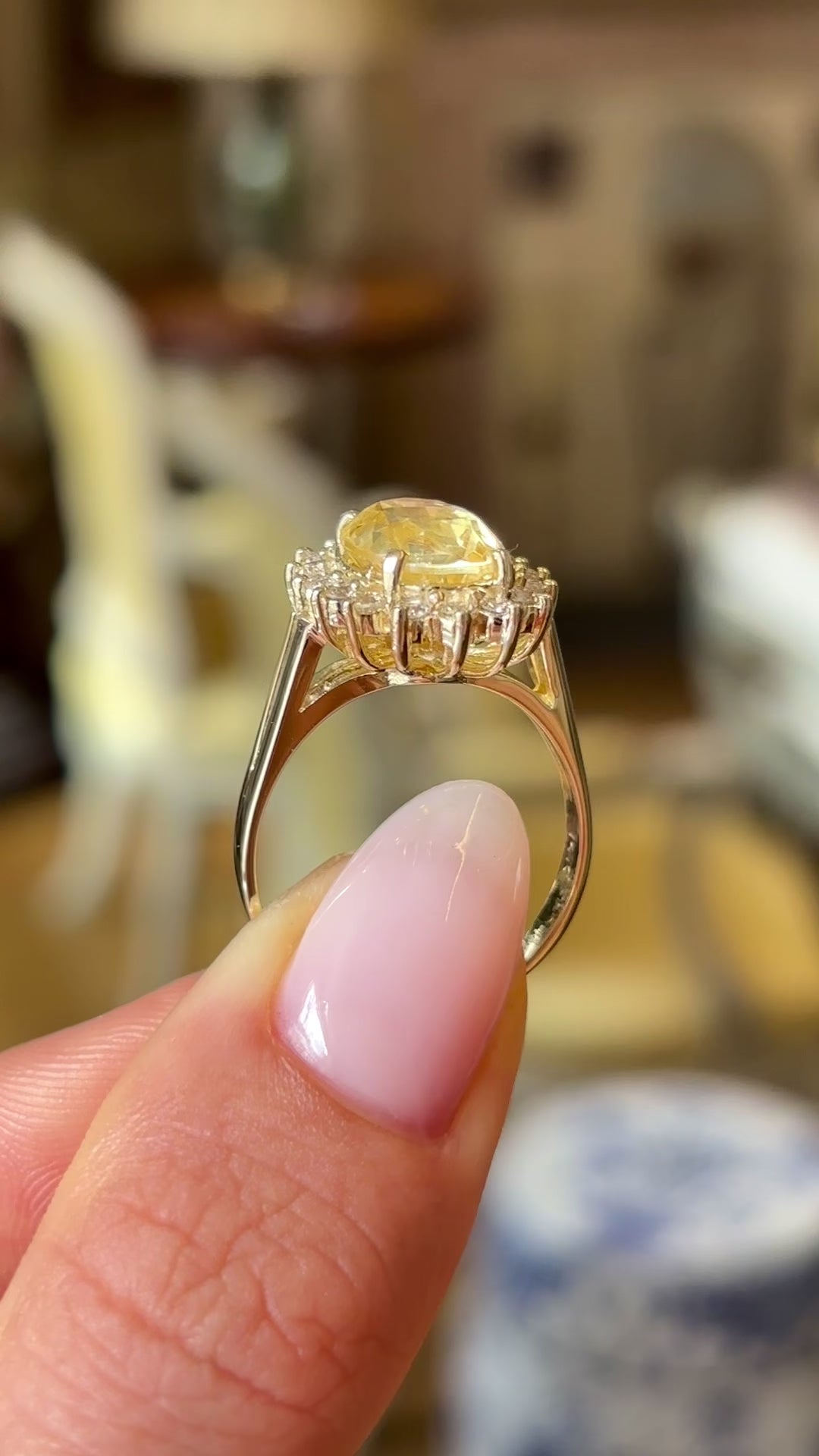 Vintage, 1970s yellow sapphire cluster ring