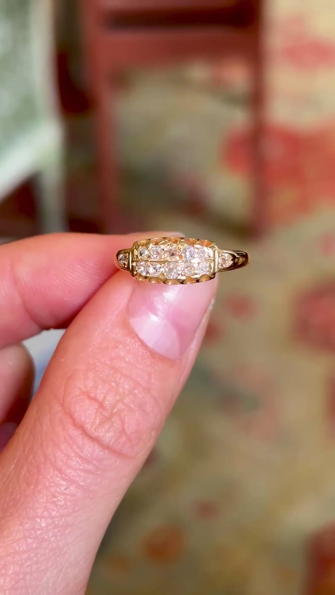 Antique, Edwardian diamond half-hoop ring