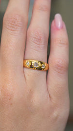 Antique, Edwardian old-cut diamond three-stone gypsy ring