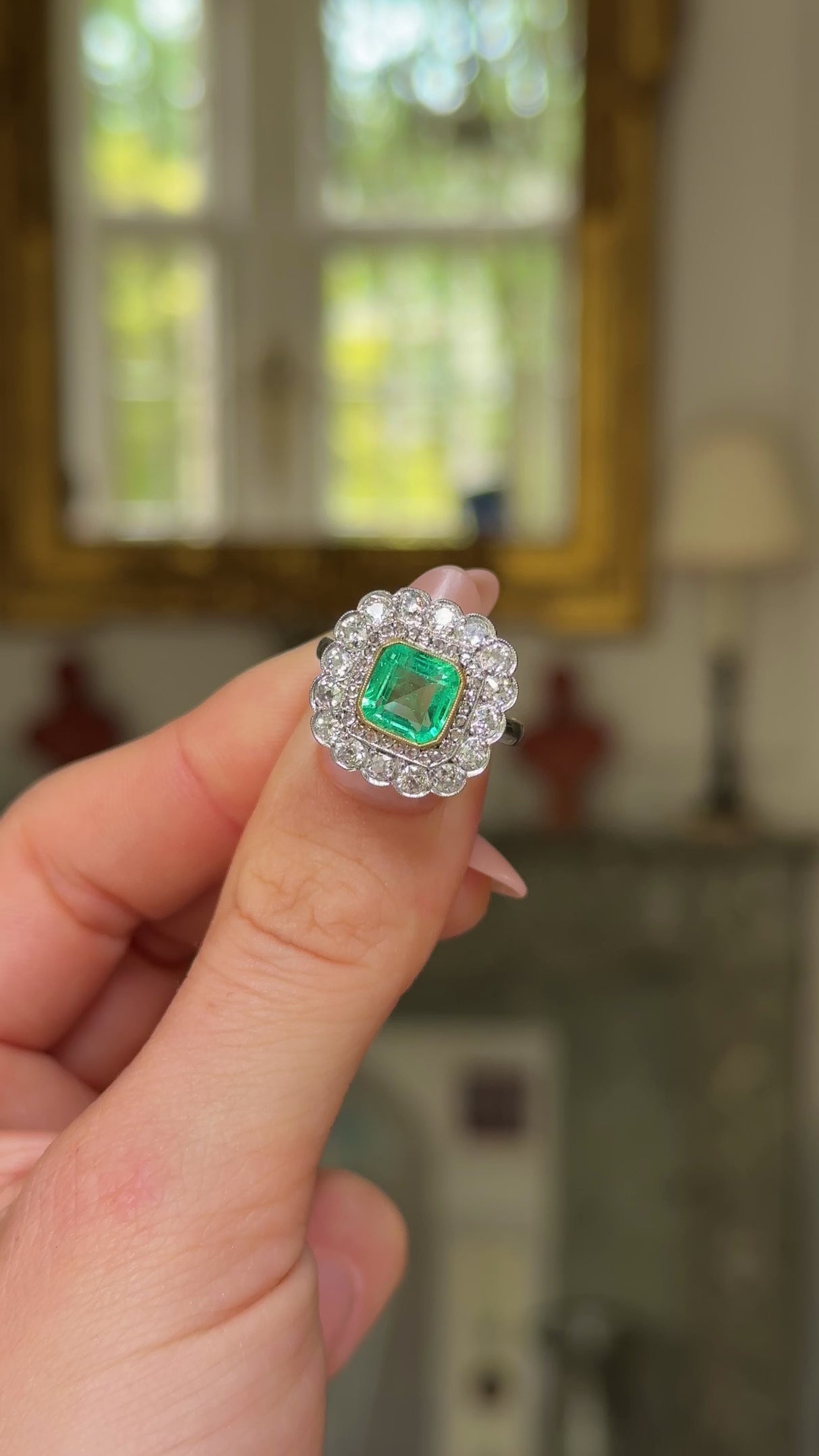 Art Deco, 1920s, platinum, emerald and diamond ring