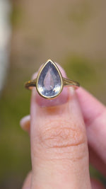 Antique-inspired, blue-grey colour change sapphire solitaire ring