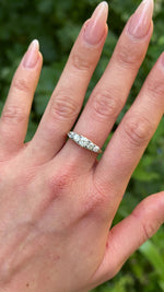 Antique, Edwardian Diamond Half Hoop Engagement Ring, 18ct Yellow Gold worn on hand.