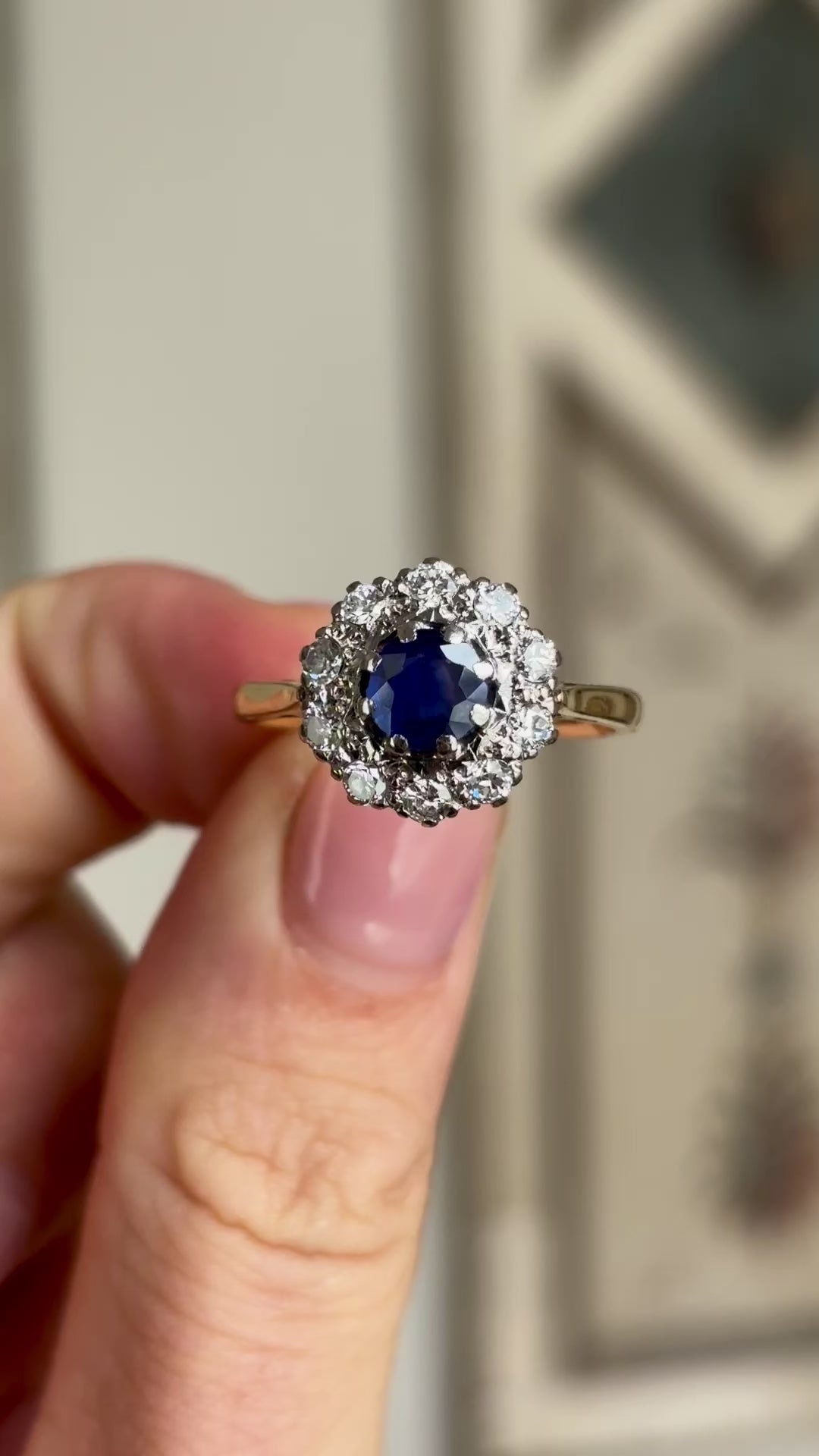 Vintage, Art Deco sapphire & diamond cluster ring