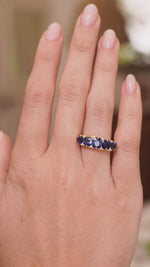 Antique, Victorian royal blue sapphire five-stone engagement ring
