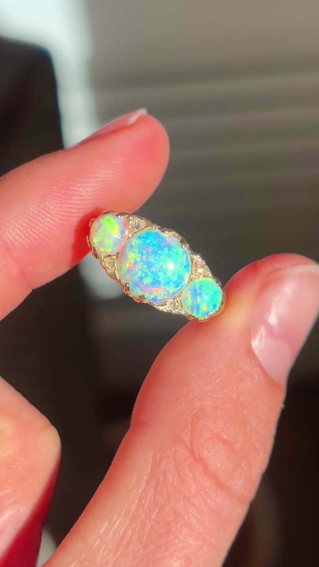 Antique, Victorian opal three-stone ring