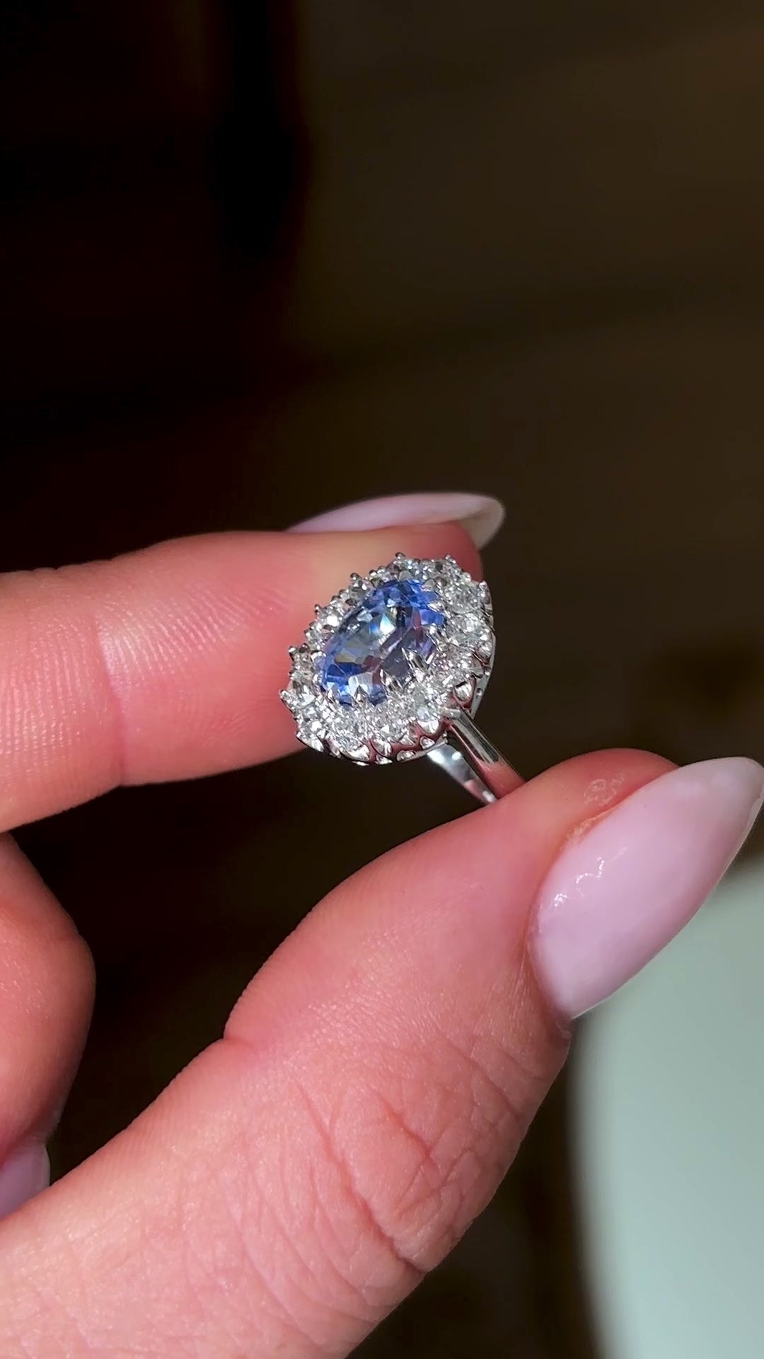 Vintage, sapphire & diamond cluster engagement ring
