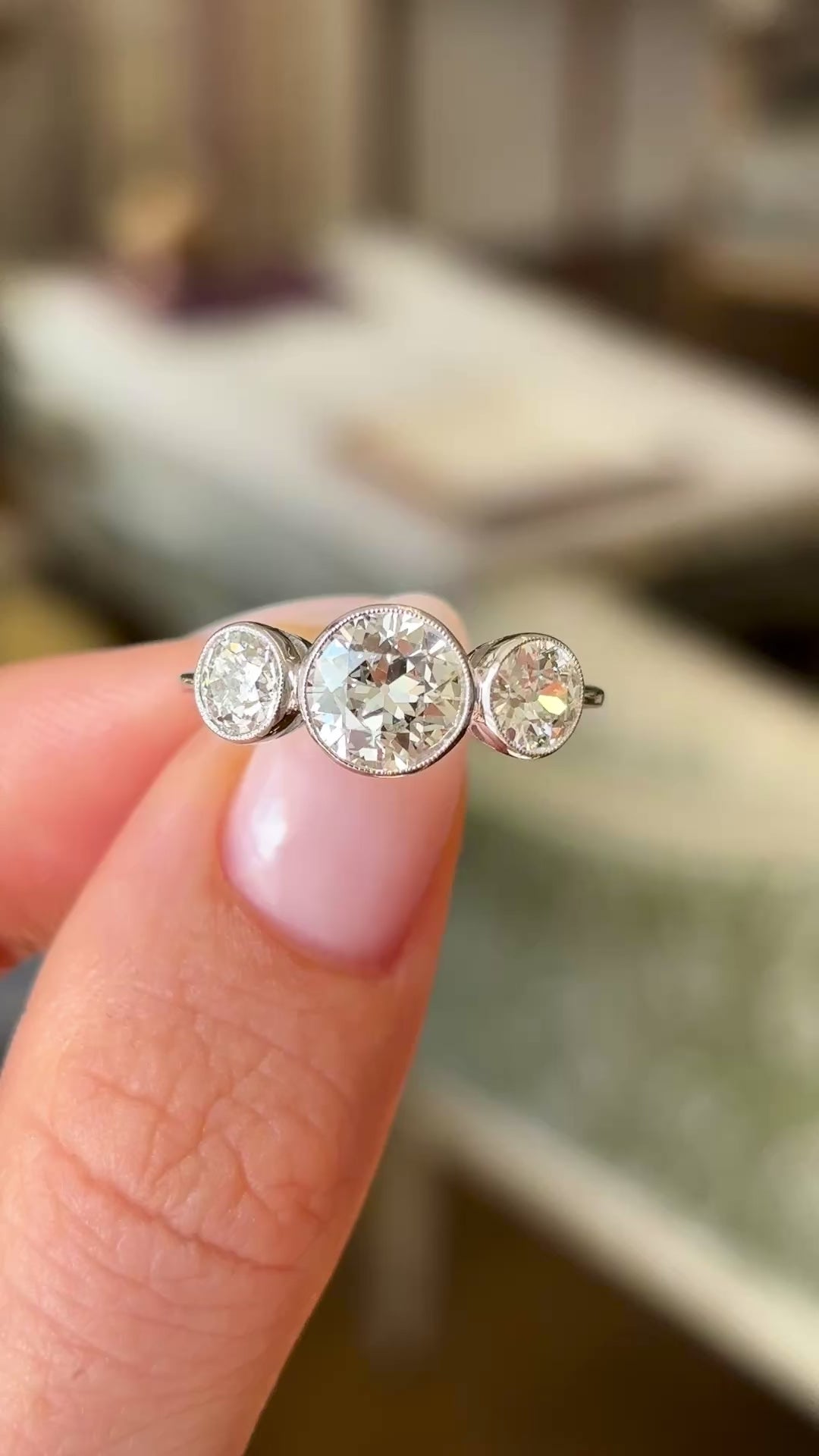 Art Deco, diamond three-stone ring