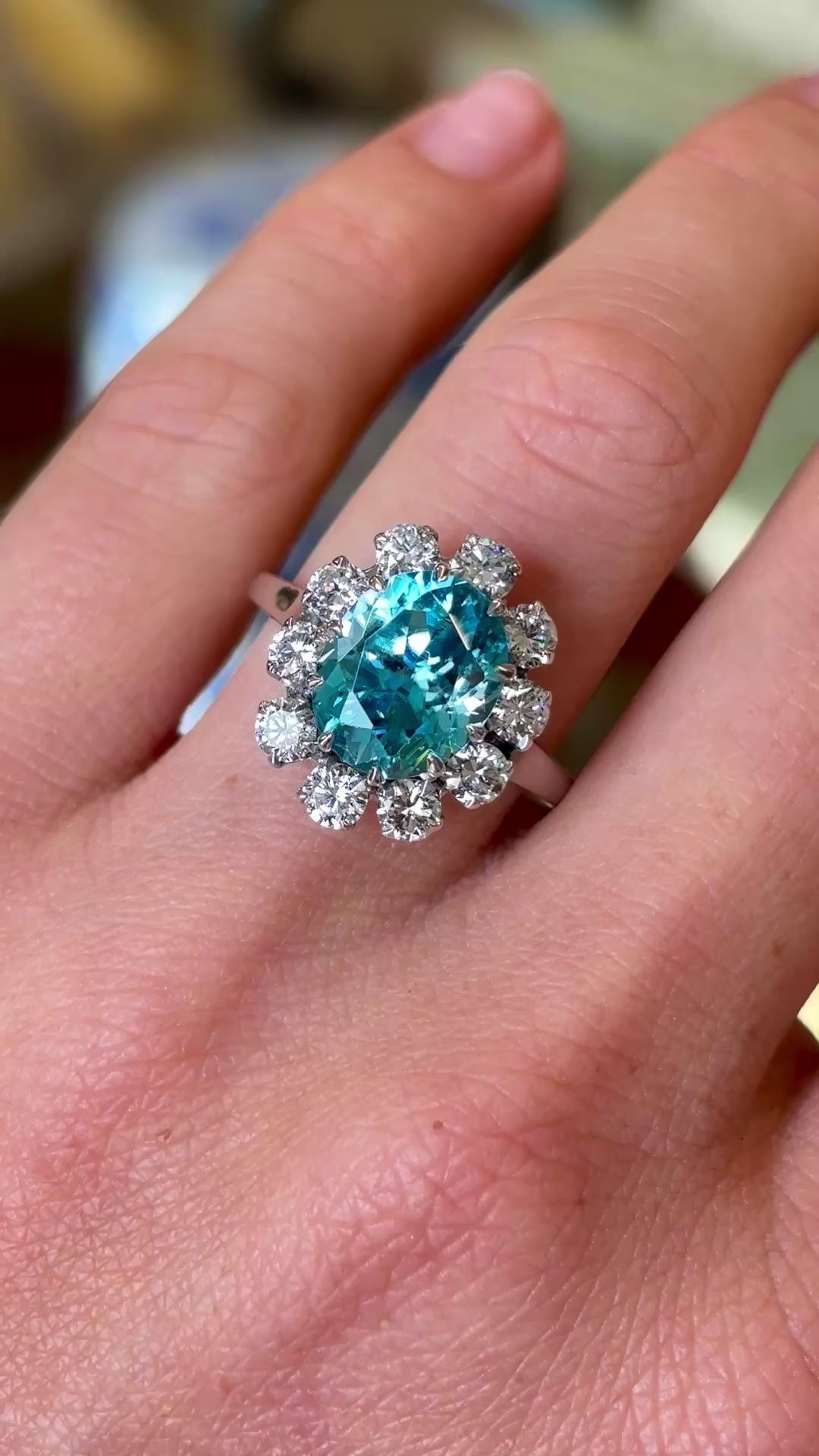 Vintage, zircon & diamond cluster ring