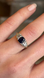 Antique, Victorian sapphire & diamond three-stone ring