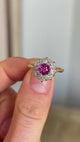 Antique, Edwardian pink sapphire and diamond cluster ring