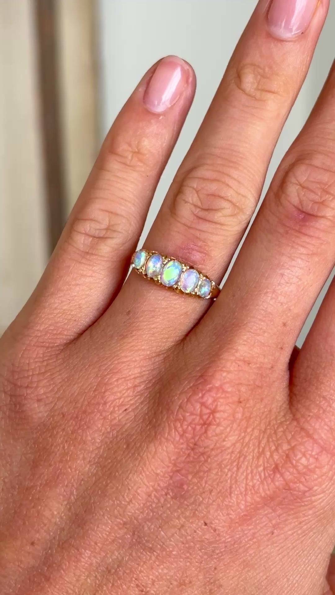 Antique, Edwardian five-stone opal ring