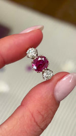 Vintage, 1950s ruby & diamond three-stone ring