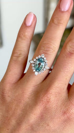 Vintage, 1950s aquamarine & diamond cluster ring