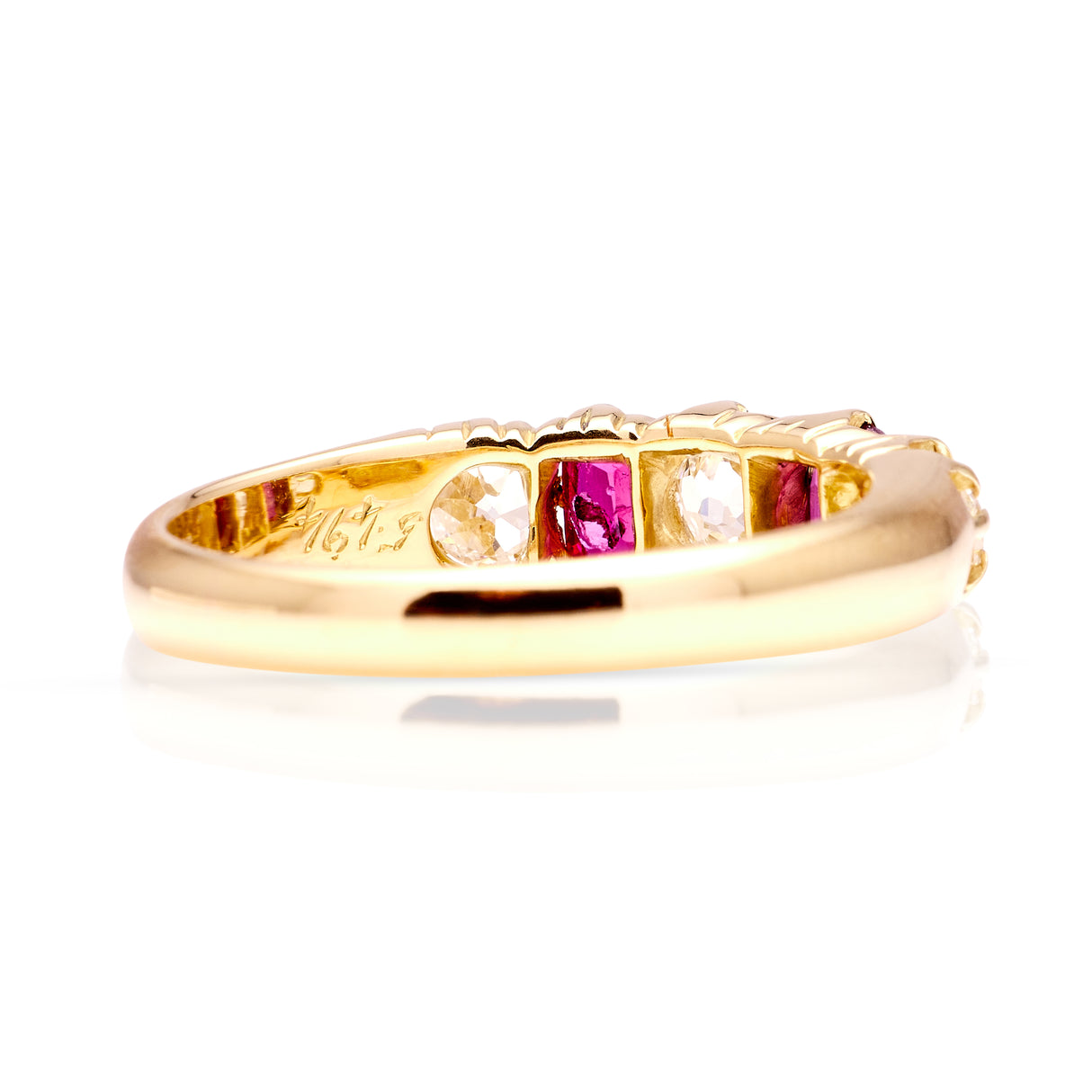 Antique, Victorian ruby & diamond five-stone ring