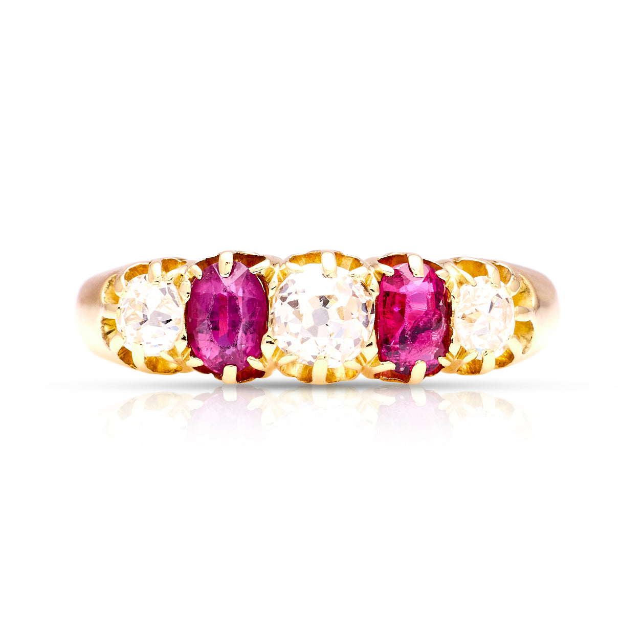 Antique, Victorian ruby & diamond five-stone ring