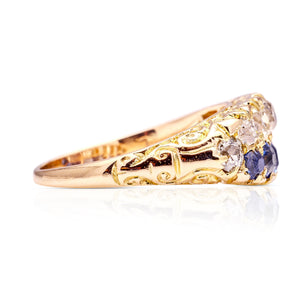 Antique, Victorian sapphire & diamond half-hoop ring