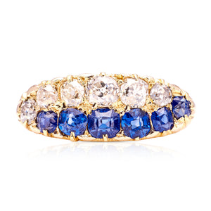 Antique, Victorian sapphire & diamond half-hoop ring