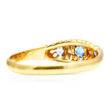 Antique, Edwardian sapphire and diamond five-stone ring, 18ct yellow gold