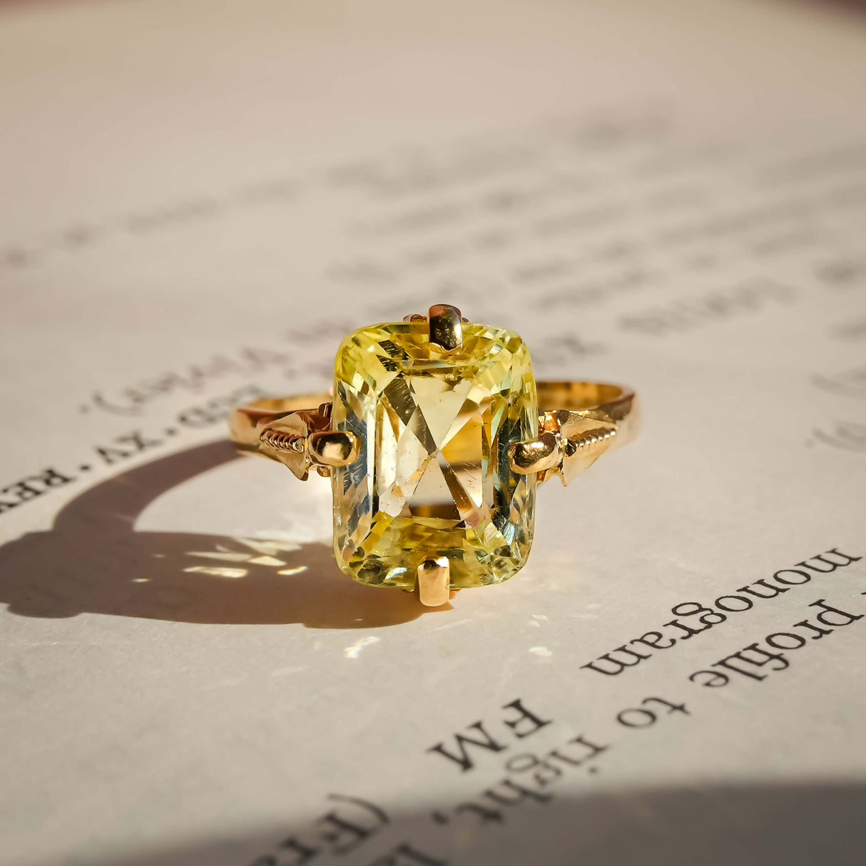 victorian yellow sapphire solitaire engagement ring with antique design in yellow gold