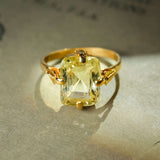 Victorian yellow sapphire solitaire ring set in yellow gold with claw setting